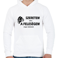 PRINTFASHION Szeretem amikor a feleségem elenged motorozni - Férfi kapucnis pulóver - Fehér férfi pulóver, kardigán