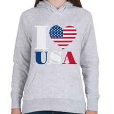 PRINTFASHION Szeretem az USA-t - Női kapucnis pulóver - Sport szürke női pulóver, kardigán