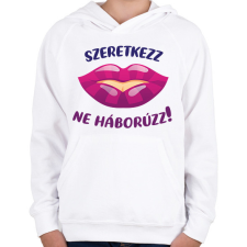 PRINTFASHION Szeretkezz, ne háborúzz! - Gyerek kapucnis pulóver - Fehér gyerek pulóver, kardigán