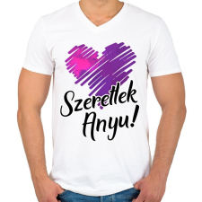 PRINTFASHION Szeretlek Anyu! - Férfi V-nyakú póló - Fehér férfi póló