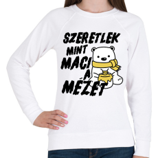 PRINTFASHION Szeretlek, mint maci a mézet - páros minta - Női pulóver - Fehér