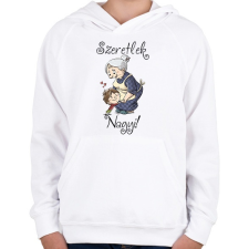 PRINTFASHION Szeretlek nagyi - Gyerek kapucnis pulóver - Fehér gyerek pulóver, kardigán