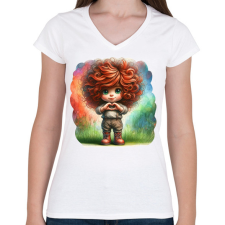 PRINTFASHION Szeretlek - Női V-nyakú póló - Fehér női póló