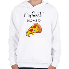 PRINTFASHION Szeretlek Pizza - Gyerek kapucnis pulóver - Fehér
