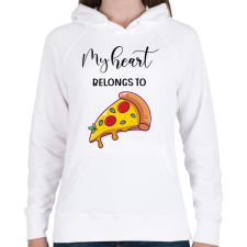PRINTFASHION Szeretlek Pizza - Női kapucnis pulóver - Fehér női pulóver, kardigán