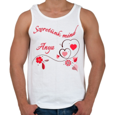 PRINTFASHION Szeretünk mind anya - Férfi atléta - Fehér