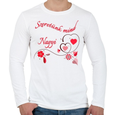 PRINTFASHION Szeretünk mind Nagyi - Férfi hosszú ujjú póló - Fehér férfi póló