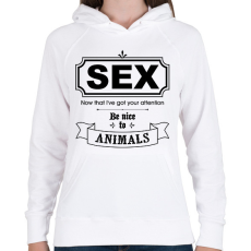 PRINTFASHION Szex - Női kapucnis pulóver - Fehér