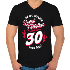 PRINTFASHION Szexi Szülinapos Félisten sötétre 30 - Férfi V-nyakú póló - Fekete