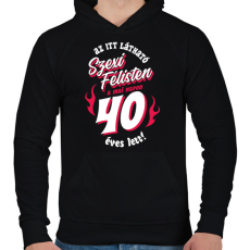 PRINTFASHION Szexi Szülinapos Félisten sötétre 40 - Férfi kapucnis pulóver - Fekete