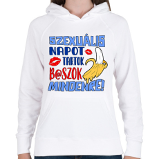 PRINTFASHION Szexuális napot tartok - Női kapucnis pulóver - Fehér