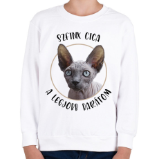 PRINTFASHION Szfinx cica - Legjobb barát - Gyerek pulóver - Fehér