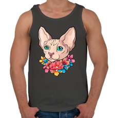 PRINTFASHION Szfinx cica virágokkal - Férfi atléta - Sötétszürke