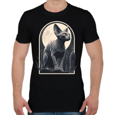 PRINTFASHION Szfinx macska és a hold - Férfi póló - Fekete férfi póló