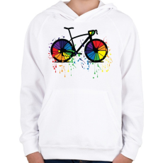 PRINTFASHION Színes bicikli - Gyerek kapucnis pulóver - Fehér