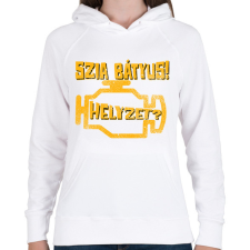PRINTFASHION Szia Bátyus! Helyzet? (Check Engine) - Női kapucnis pulóver - Fehér női pulóver, kardigán
