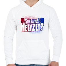 PRINTFASHION Szia bátyus! Helyzet? - Férfi kapucnis pulóver - Fehér