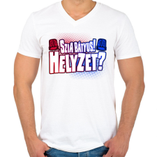PRINTFASHION Szia bátyus! Helyzet? - Férfi V-nyakú póló - Fehér férfi póló