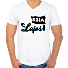 PRINTFASHION Szia Lajos! - Férfi V-nyakú póló - Fehér