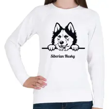 PRINTFASHION Szibériai Husky - Női pulóver - Fehér női pulóver, kardigán