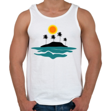 PRINTFASHION sziget-pálmafák-nap-tenger - Férfi atléta - Fehér atléta, trikó