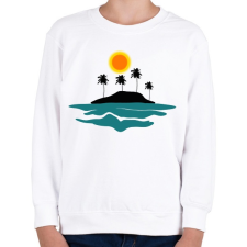 PRINTFASHION sziget-pálmafák-nap-tenger - Gyerek pulóver - Fehér gyerek pulóver, kardigán