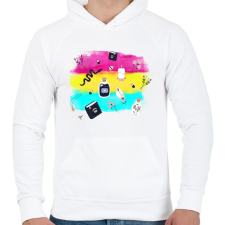 PRINTFASHION Szimbólumok - Férfi kapucnis pulóver - Fehér férfi pulóver, kardigán