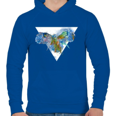 PRINTFASHION Színes bagoly - Férfi kapucnis pulóver - Királykék