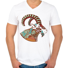 PRINTFASHION Színes Bak horoszkóp - Férfi V-nyakú póló - Fehér férfi póló