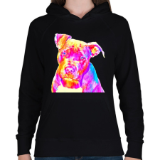 PRINTFASHION Színes bull típusú kutyus - Női kapucnis pulóver - Fekete női pulóver, kardigán