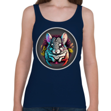 PRINTFASHION Színes csincsilla - Női atléta - Sötétkék női trikó