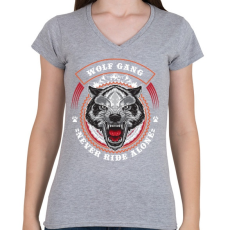 PRINTFASHION Színes farkascsapat - Női V-nyakú póló - Sport szürke