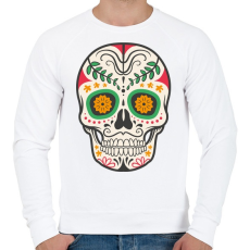 PRINTFASHION Színes halálfej - Férfi pulóver - Fehér