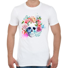 PRINTFASHION Színes halálfej festmény - Férfi póló - Fehér férfi póló
