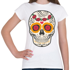 PRINTFASHION Színes halálfej - Női póló - Fehér női póló