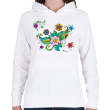 PRINTFASHION Színes hennaminta - Női kapucnis pulóver - Fehér női pulóver, kardigán