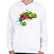 PRINTFASHION Színes kaméleon - Gyerek kapucnis pulóver - Fehér