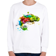 PRINTFASHION Színes kaméleon - Gyerek pulóver - Fehér