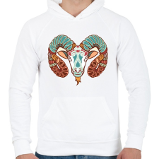 PRINTFASHION Színes Kos horoszkóp - Férfi kapucnis pulóver - Fehér férfi pulóver, kardigán