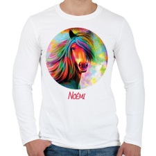 PRINTFASHION Szines lovas minta - Névvel - Férfi hosszú ujjú póló - Fehér férfi póló