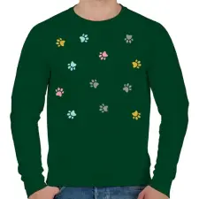 PRINTFASHION Színes mancsok - Férfi pulóver - Sötétzöld férfi pulóver, kardigán