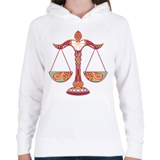 PRINTFASHION Színes Mérleg horoszkóp - Női kapucnis pulóver - Fehér
