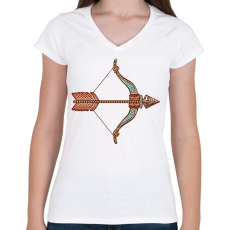 PRINTFASHION Színes Nyilas horoszkóp - Női V-nyakú póló - Fehér