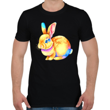 PRINTFASHION Színes nyuszi - Férfi póló - Fekete férfi póló