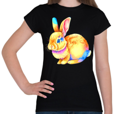 PRINTFASHION Színes nyuszi - Női póló - Fekete női póló