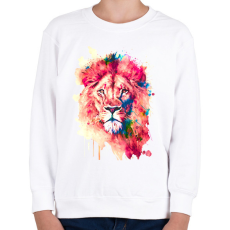 PRINTFASHION Színes oroszlán - Gyerek pulóver - Fehér