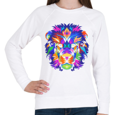 PRINTFASHION Színes oroszlán - Női pulóver - Fehér