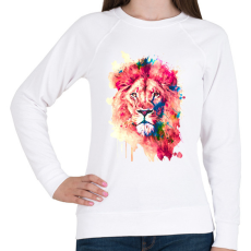 PRINTFASHION Színes oroszlán - Női pulóver - Fehér