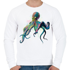 PRINTFASHION Színes polip - Férfi pulóver - Fehér