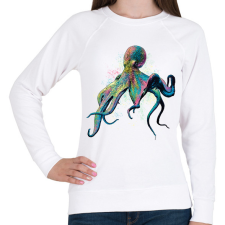 PRINTFASHION Színes polip - Női pulóver - Fehér női pulóver, kardigán